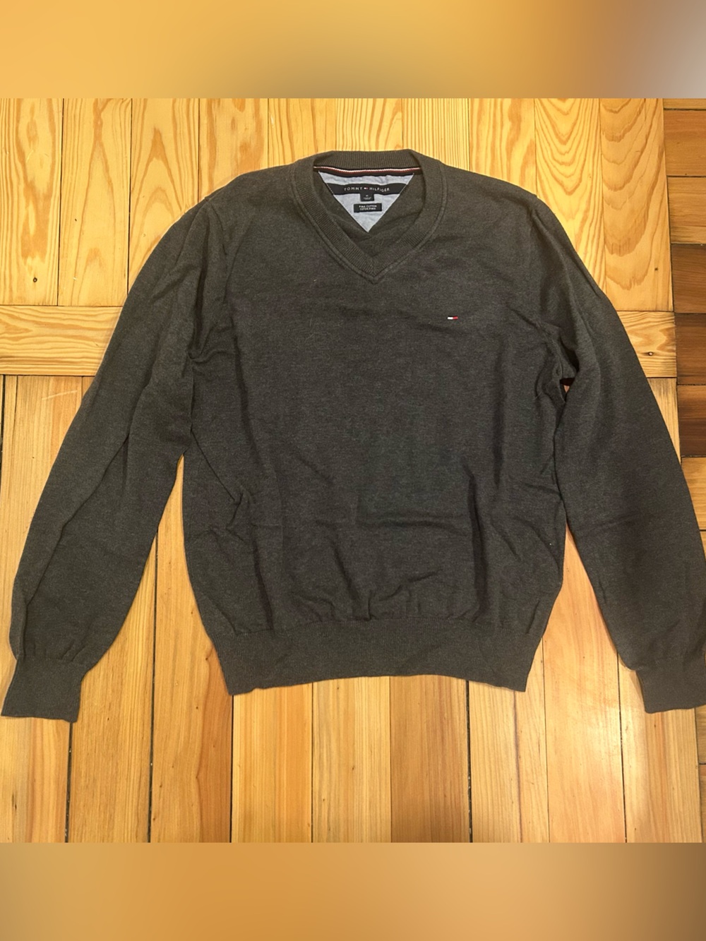 Tommy Hilfiger Men's Dark Charcoal V-Neck Sweater